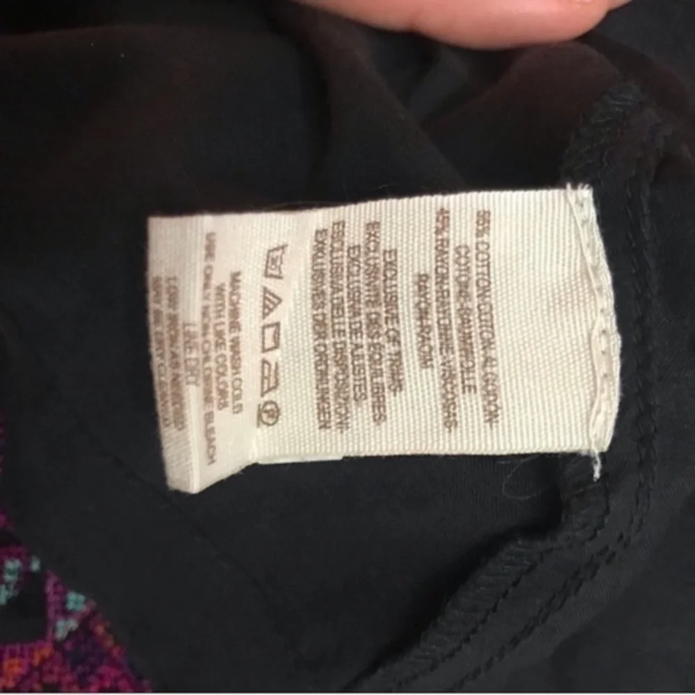 NWT Free People XS Embroidered Cold Shoulder Boho Peasant Top Black Purple